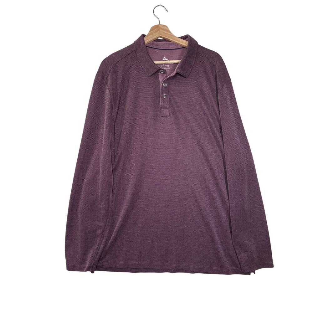 Tommy Bahama Long Sleeve Sz XXL Knit Polo Tencel Modal Stretch 3 Button Shirt